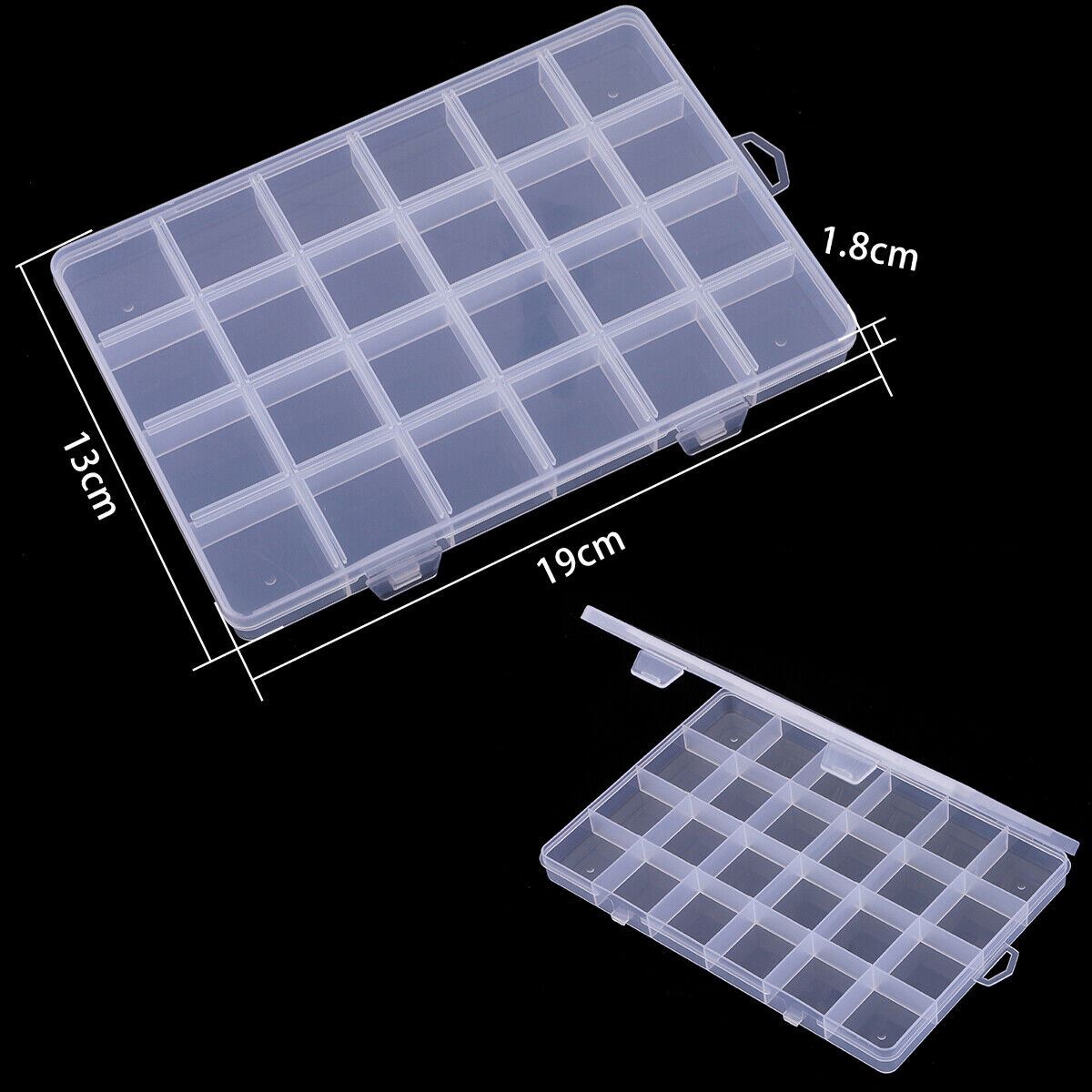 Set of 5 transparent plastic storage cases with 24 compartments for watch accessories organization