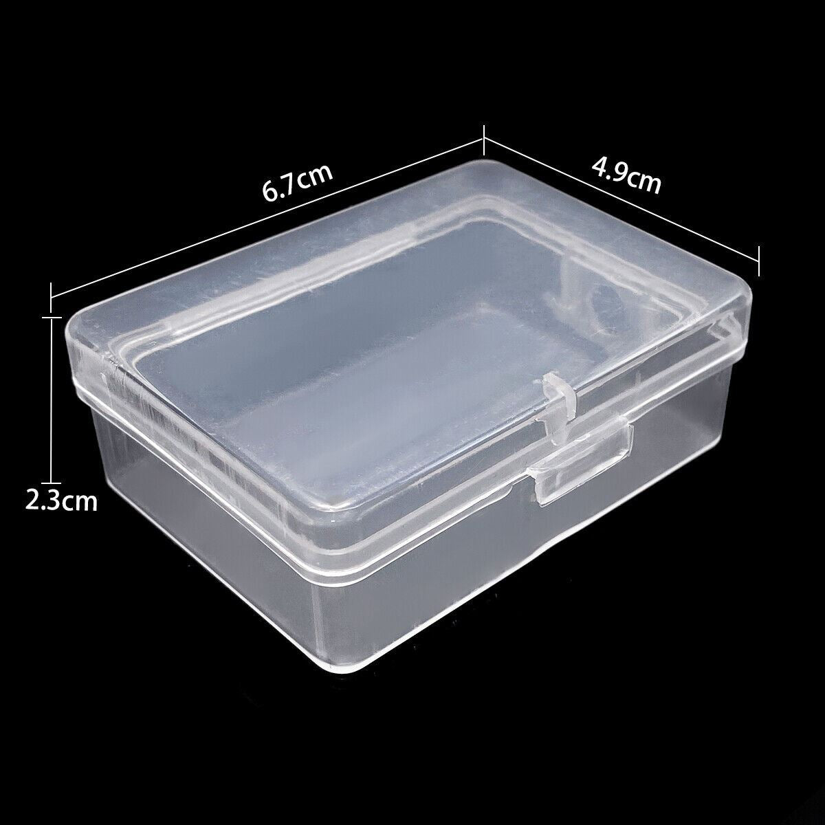 1. Set of 5 transparent small rectangle plastic storage containers, perfect for organizing watch accessories.  