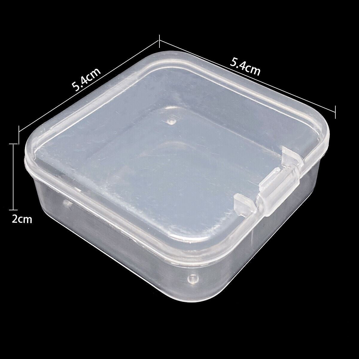 Set of 5 small transparent plastic containers, 5.4cm, perfect for organizing watch accessories and small parts.
