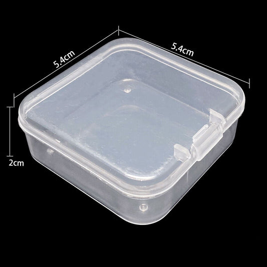 Set of 5 small transparent plastic containers, 5.4cm, perfect for organizing watch accessories and small parts.