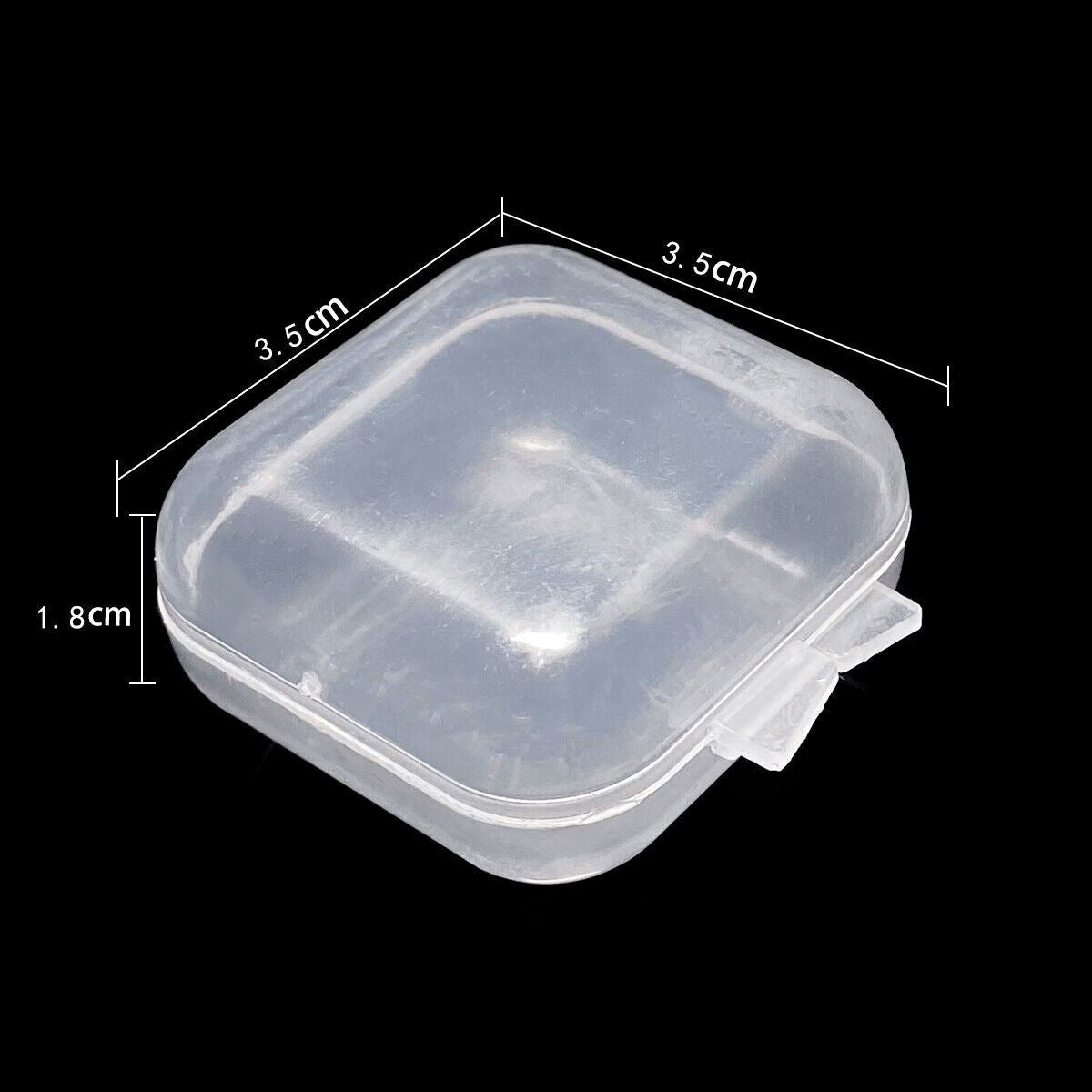 Set of 5 transparent 3.5cm square plastic containers, perfect for organizing small watch accessories.