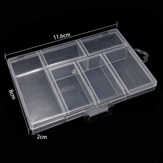 Set of 5 transparent plastic storage containers with lids, 11.6cm, ideal for organizing small items.