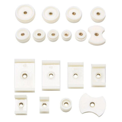 Set of 13 watch case press dies for crystal and back repairs, compatible with multiple watch brands.