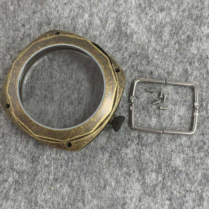 45mm electro-plated 316L stainless steel watch case for ETA 6497/6498, durable and precise.