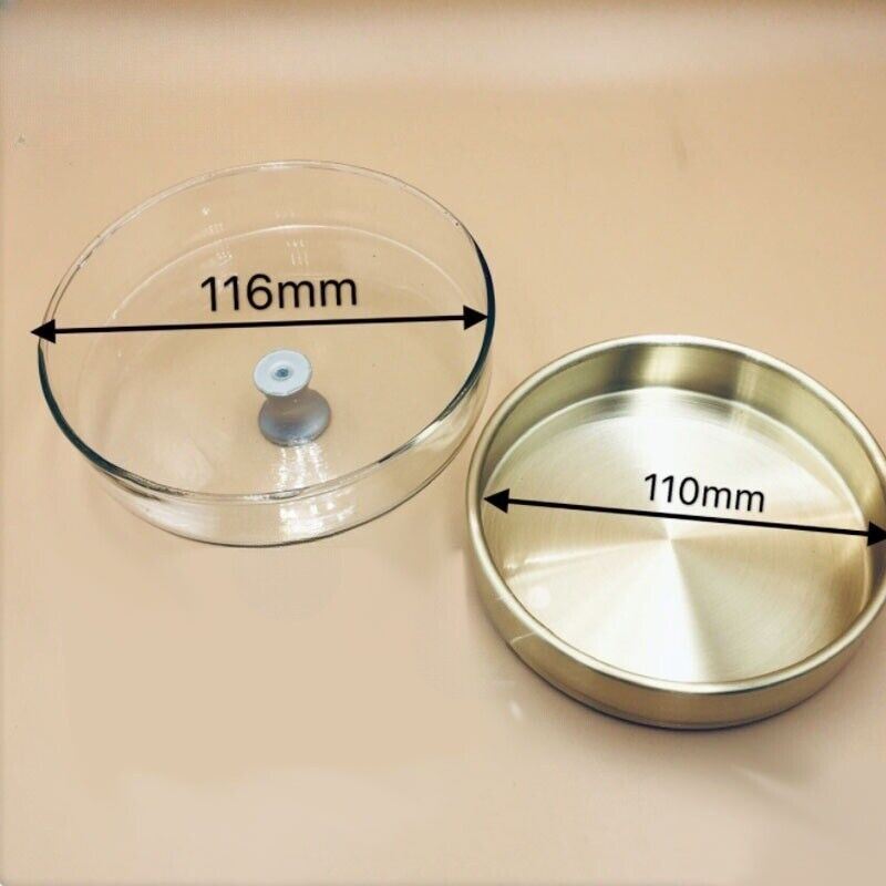 Brass watch oil benzine cup 116mm with glass anti-leak cover for precise watchmaker use.