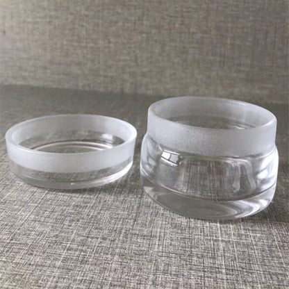 Quartz glass sealed watch oil benzine cup with anti-leak cover, 80x65mm, for precise watch maintenance.