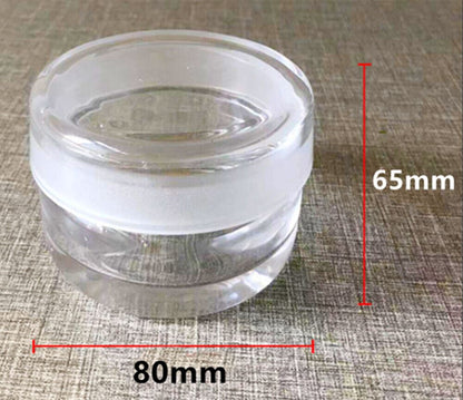 Quartz glass sealed watch oil cup with anti-leak cover, 80x65mm for precise watch maintenance.