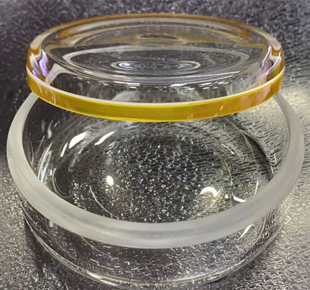 Quartz glass sealed watch oil benzine cup 90x35mm with anti-leak cover for precise watch repair, brand included.