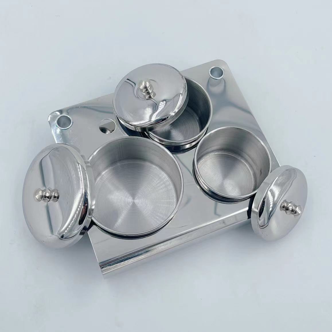 1. Stainless steel watch oil benzine cup set with anti-leak cover for precise watchmakers' use.  