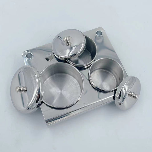 1. Stainless steel watch oil benzine cup set with anti-leak cover for precise watchmakers' use.  