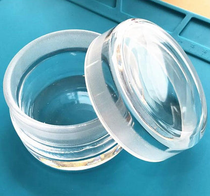 80mm thickened glass watch oil cup by Benzine with anti-leak cover, ideal for precise watchmaker use