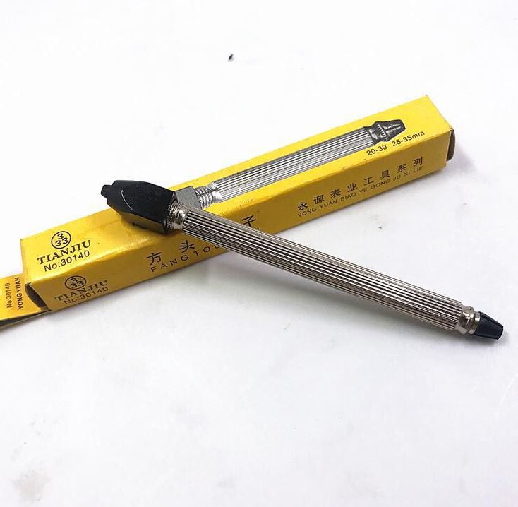 Professional square head steel pin vice by China Made, ideal for precise watch repair from 2.0cm to 3.5cm.