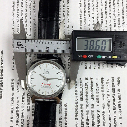 37mm Shanghai Factory 7120 men's manual mechanical watch, shock-resistant with classic design.