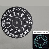 Blue Lume Black Date Disk Wheel Week Wheel Fit for Movement NH36 Date@3