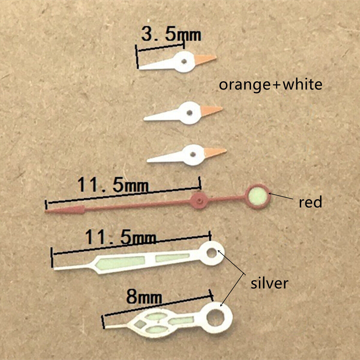 Red second hand with 11.5mm length and green luminous tip for Miyota OS10, OS20, OS60, OS80 watches.