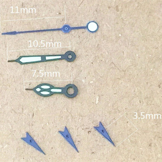 Aiguilles de montre lumineuses vertes et violettes de 11 mm pour Miyota OS10, OS20, OS60, OS80