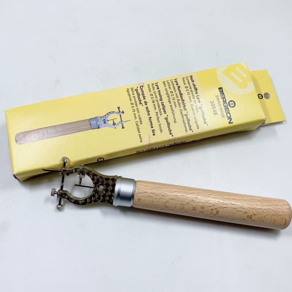 Bergeon 30548 truing caliper for precise watchmaker tool measurements and adjustments in watch repair.