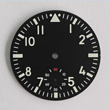 38.9mm Pilot Vintage Green Lume Watch Dial Suitable for ETA 6498/ST3621 Movement