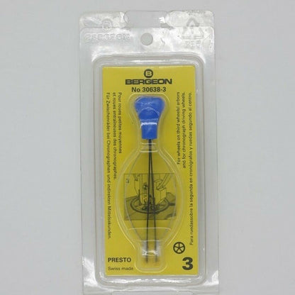 Bergeon 30638-3 precision tool for removing 3rd wheel and chronograph watch hands efficiently.