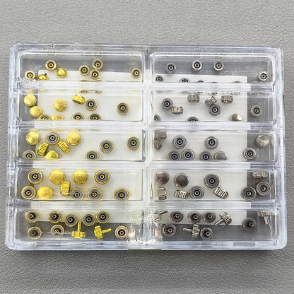 Assortment 100 PIECES/Box Stainless Steel Waterproof Watch Crown Set