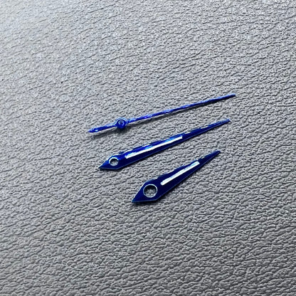 Blue Arrow shaped lume watch hands set compatible with NH34 NH35 NH36 movements.