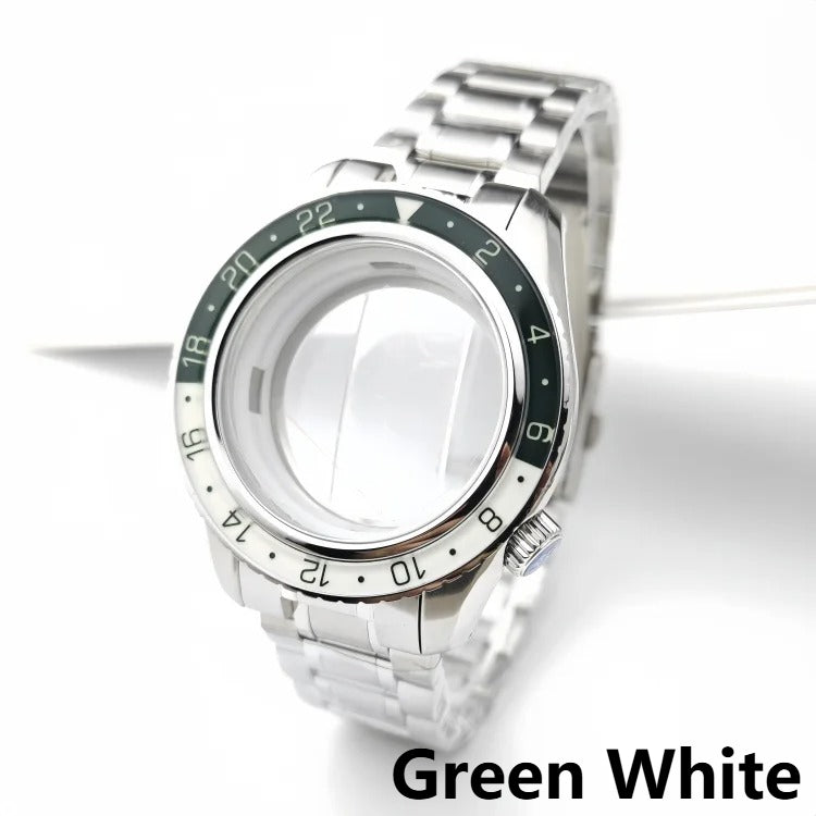 44mm 316L Watch Cases With Green Luminous Bezel for NH34/NH35/NH36/4R35A/4R36A