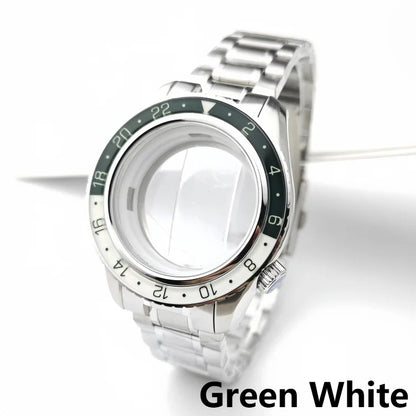 44mm 316L Watch Cases With Green Luminous Bezel for NH34/NH35/NH36/4R35A/4R36A