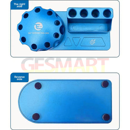 Repair tools storage box, featuring compartments for screwdrivers, pliers, and vices to keep workspace organized.