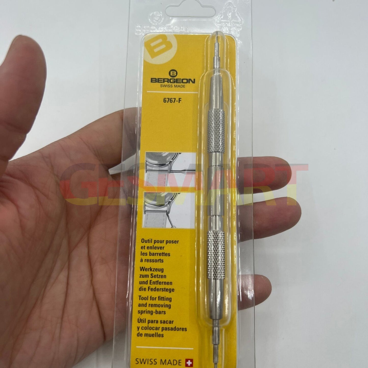 Bergeon 6767-F fine spring bar tool for precise watch bracelet fitting and removal.