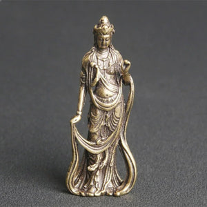 Solid Copper Thailand Guanyin Buddha Vintage Hand Carved Bronze Model Figurines