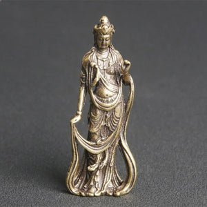 Solid Copper Thailand Guanyin Buddha Vintage Hand Carved Bronze Model Figurines
