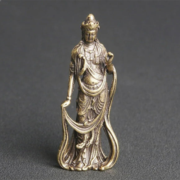 Solid Copper Thailand Guanyin Buddha Vintage Hand Carved Bronze Model Figurines
