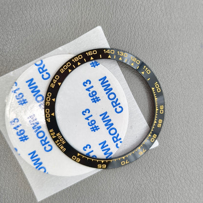 37.65mm Ceramic Watch Bezel Black Background Golden Font for Daytona