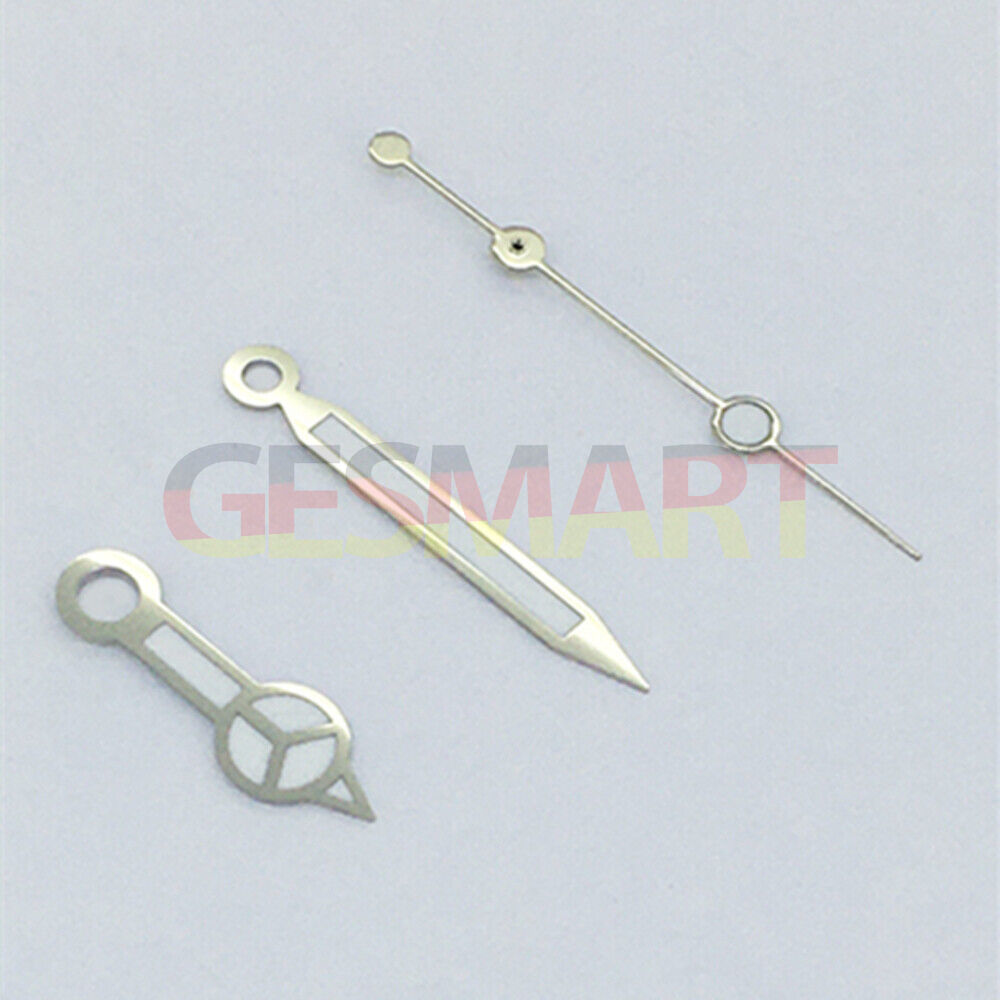 Green luminous watch hands with classic silver trim for Asian 8215/2813/8205 movement, boosting style and readability.