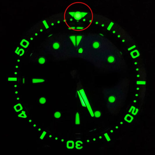 Set of 3 green luminous bezel beads 2.3x0.9mm for Submariner watch, enhancing visibility and style.
