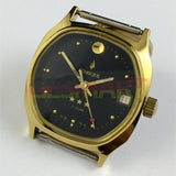 34mm Dandong Peacock Manual Mechanical Watch 17 Jews Black Dial Single Calendar