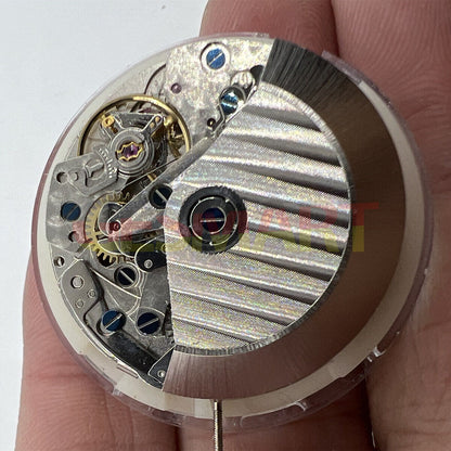 Asian 7750 Automatic Chronograph watch movement with white calendar at 4:30 and small seconds at 9, precision ETA 7750 design.