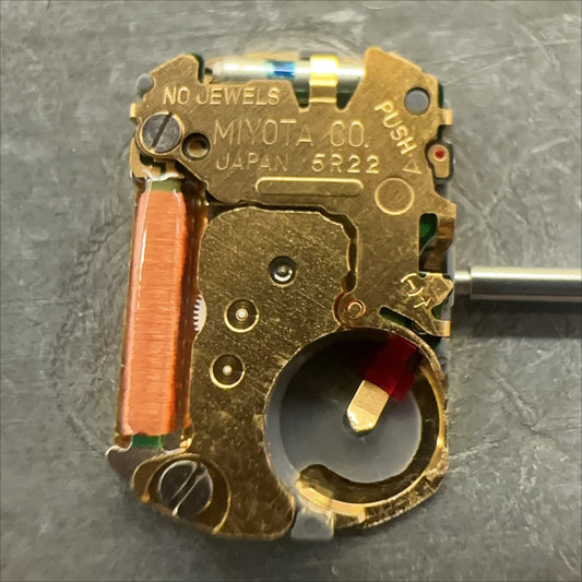 Japan Made Miyota 5R22 quartz watch movement with 2 hands, precision repair part for timepieces.
