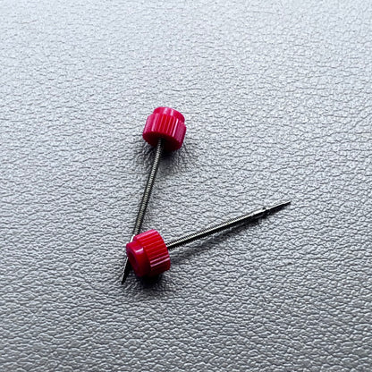 Set of 2 original .405 watch winding stems for ETA 902.002 movement, precision replacement parts.