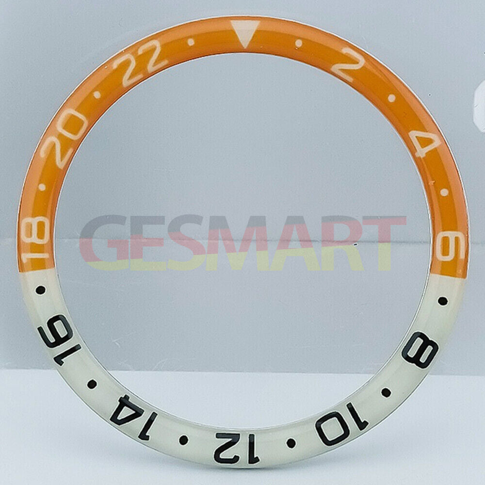 38mm light orange/yellow resin and alloy bezel with blue lume for SKX007 SKX011 watches