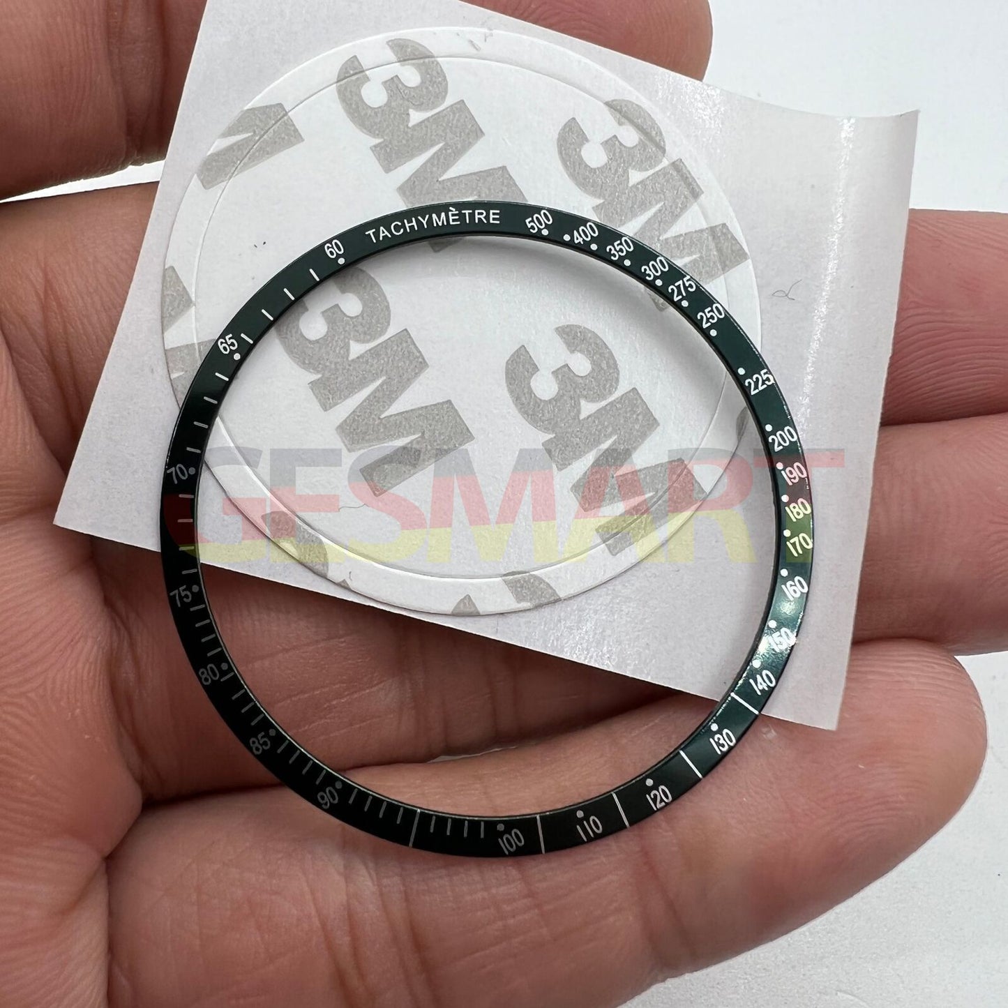 38.5mm green aluminum bezel with white font for Omega Speedmaster, durable and stylish upgrade.