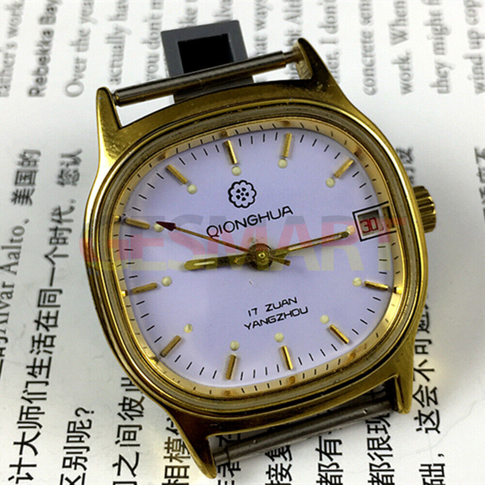 Qionghua Classic 33mm manual mechanical watch with 17 jewels and single calendar display for elegant timekeeping
