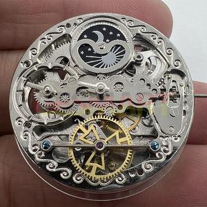 Double Mainspring Multi-function Hollow Mechanical Movement Double Time Zone