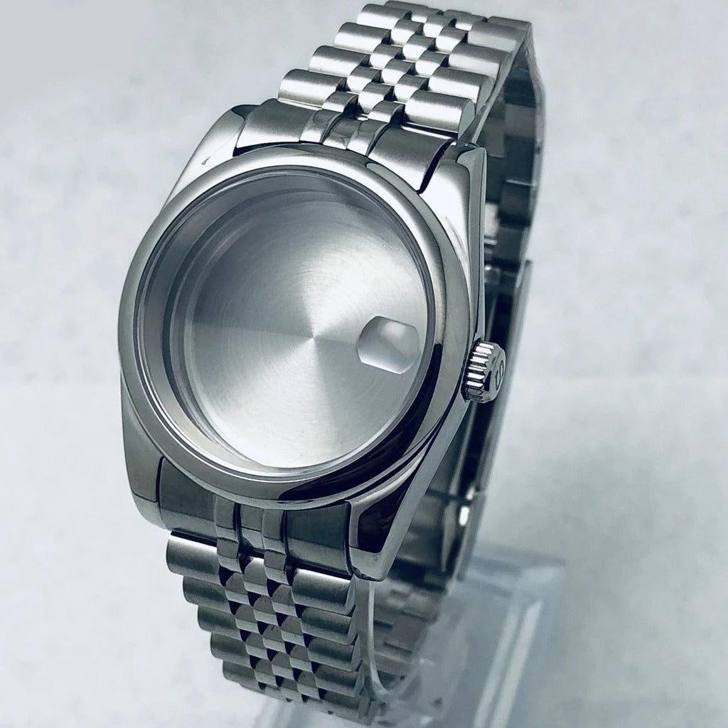 36/40mm Steel Watch Case Sapphire For NH34 NH35 NH36 ETA2824 PT5000 S Crown