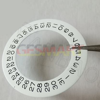 Date disk wheel overlay for watch movement 2813 8215 2836 with date display at 9 o?clock position.