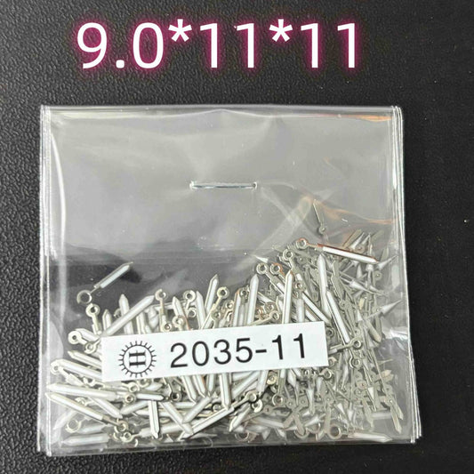 Lot de 100 aiguilles de montre luminescentes vertes argentées de 11 mm pour Miyota 2035 2115 PC21 