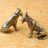 Solid Copper Cute Dog Trinket Vintage Hand Carved Bronze Model Figurines