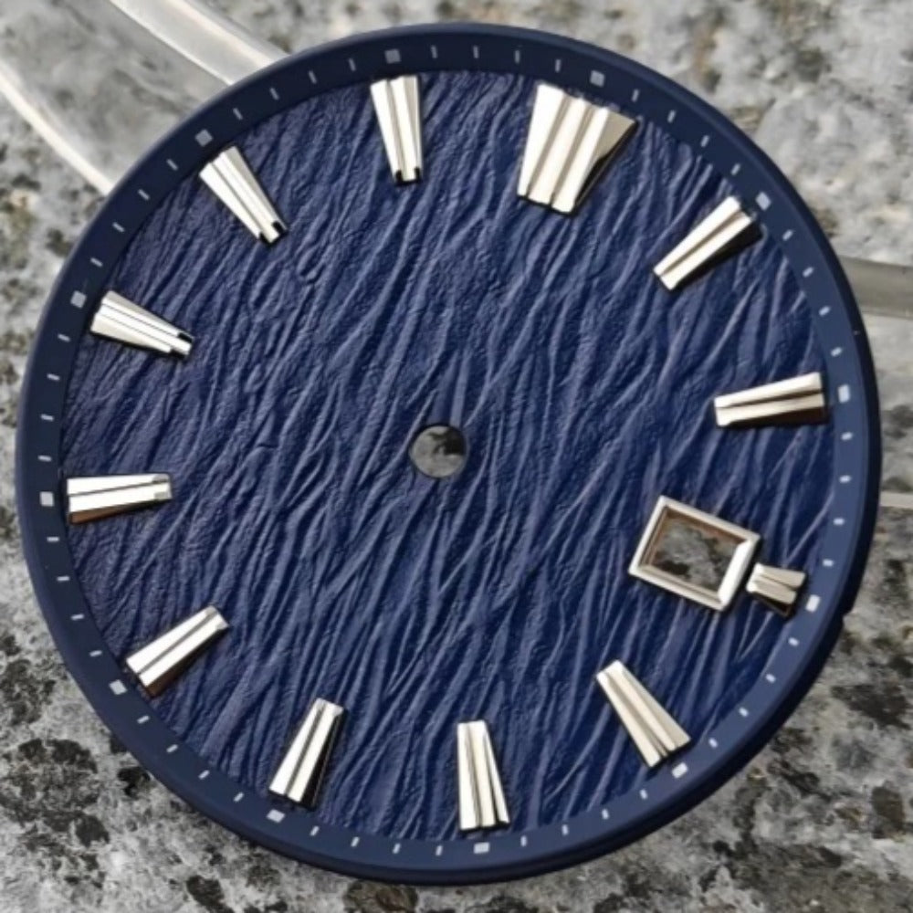 32.3mm Blue Modified Vertical Grain Watch Dial for NH35 NH36 No Logo No Lume