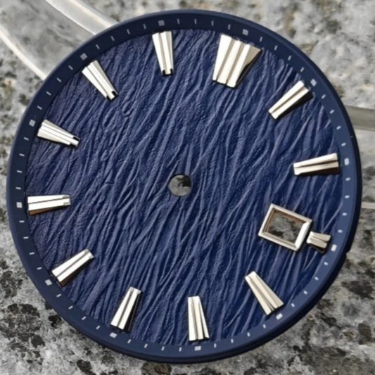 32.3mm Blue Modified Vertical Grain Watch Dial for NH35 NH36 No Logo No Lume