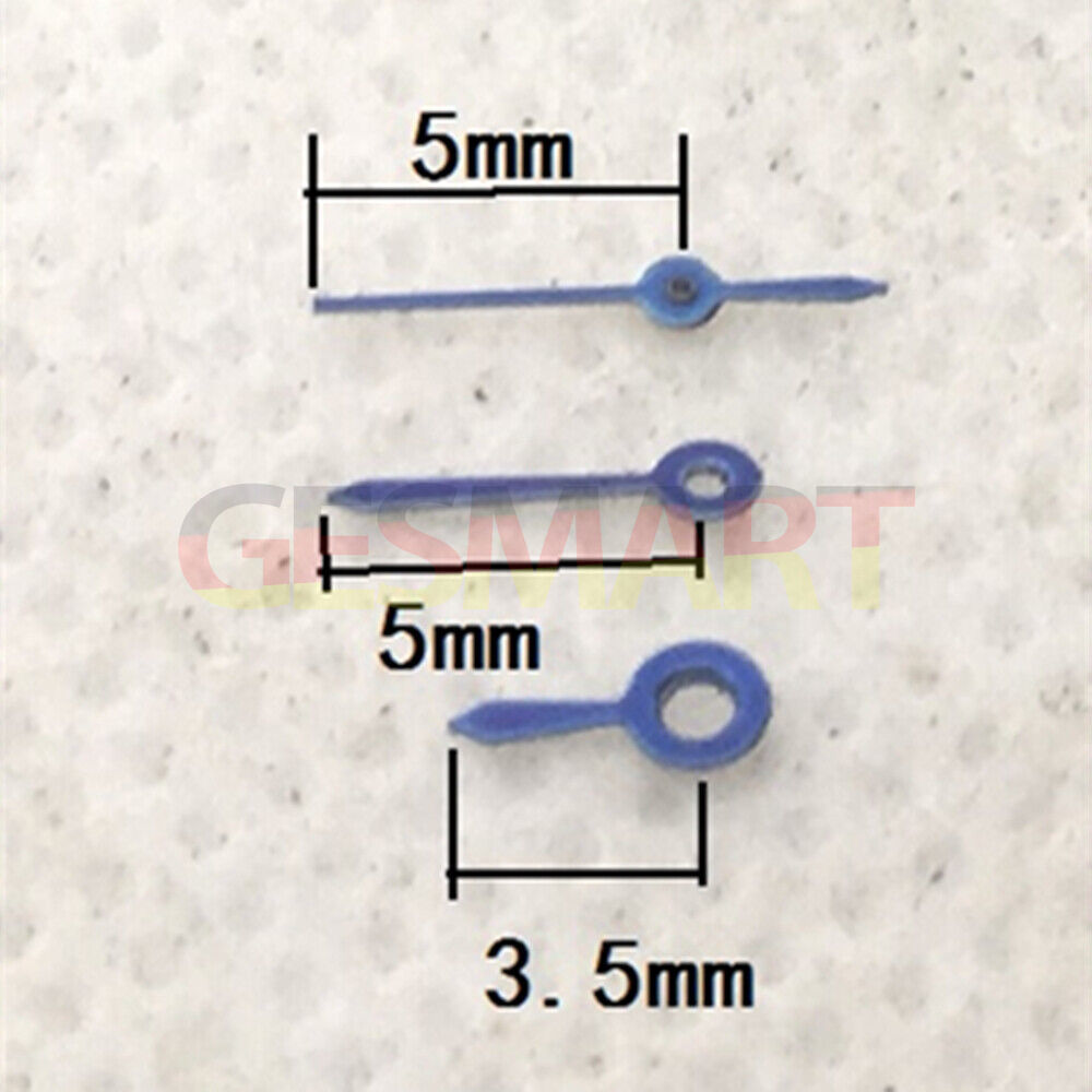 Blue 5mm watch hands designed for Hattori Epson VX82 quartz movement, precision fit accessory.